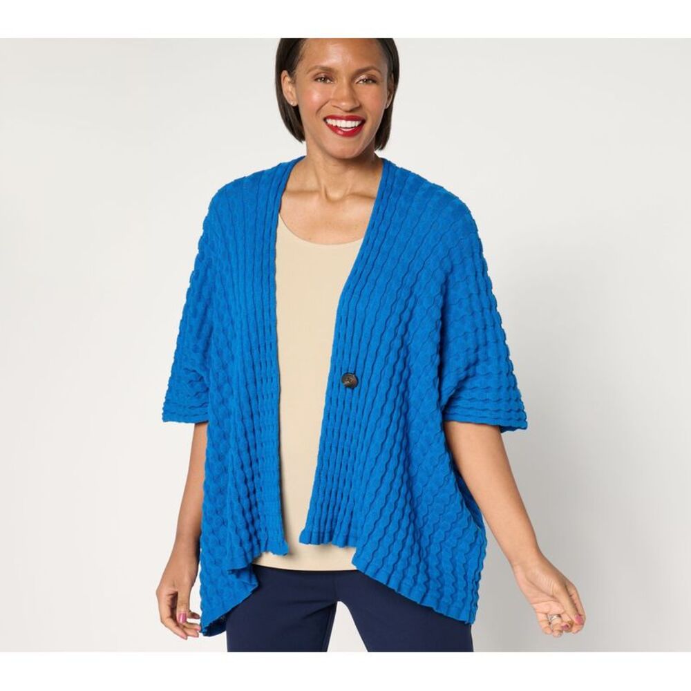 Farmers Defense Women's Top Plus Sz Sweater 2X Fully Fashid Pucker Blue A677183